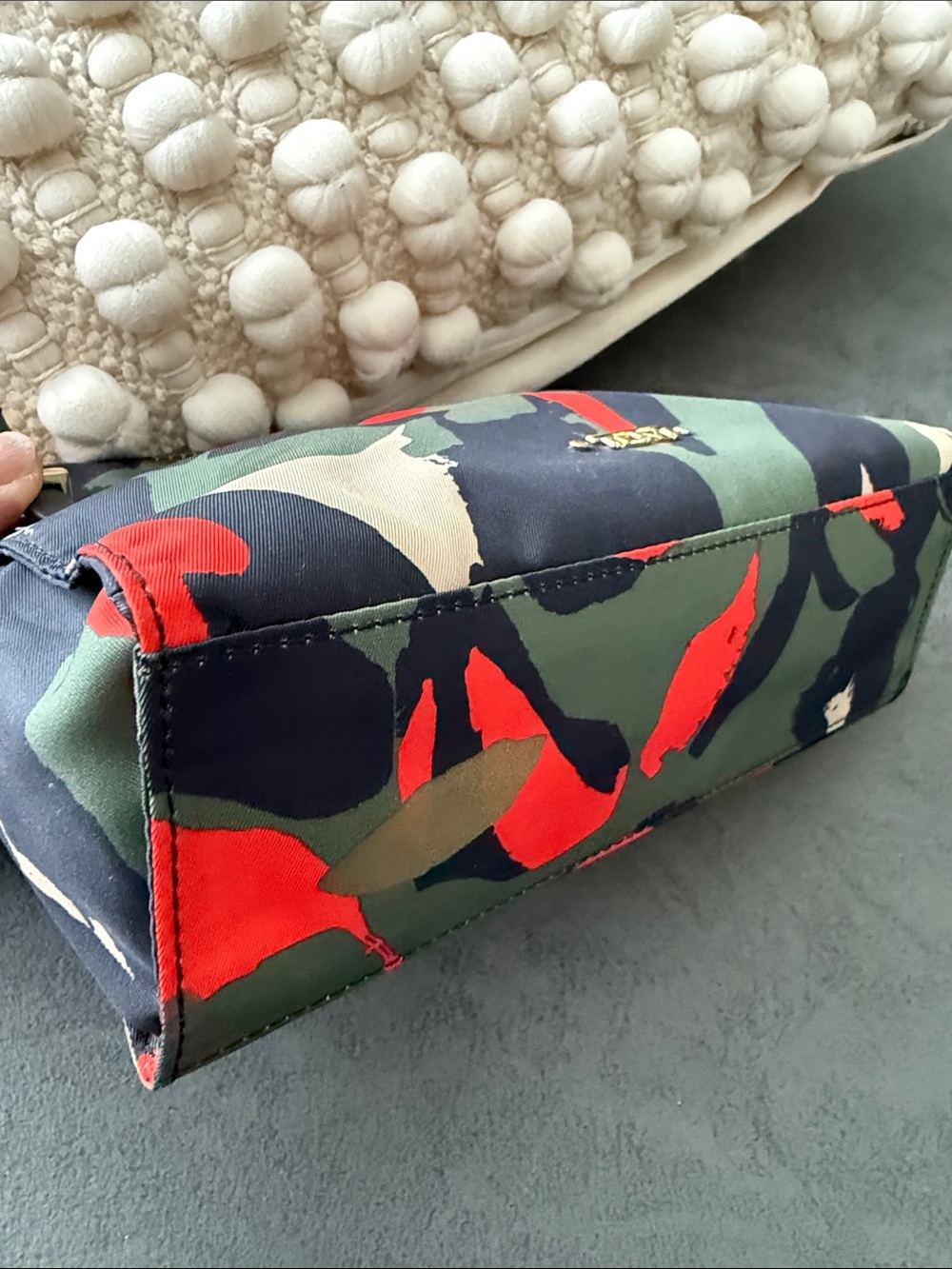 Tumi Floral Camo Nylon Cosmetic Pouch — Green, Red, Black, Tan - Picture 5 of 7